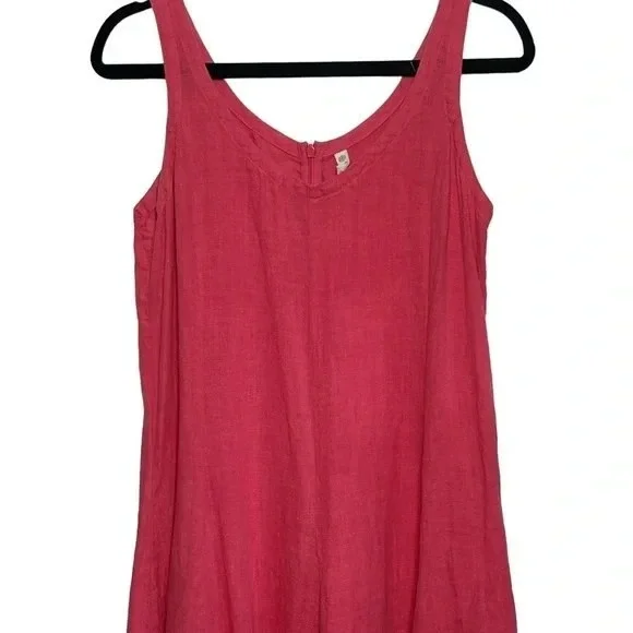 Gaiam Woman's XS Sleeveless Maxi Dress Lagenlook Coral Pink Linen Vacation Dress - Picture 12 of 14